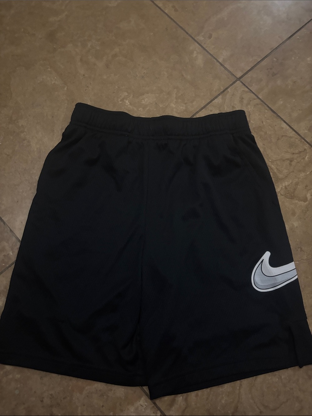 Nike Black Boys' Athletic Shorts with Silver Swoosh